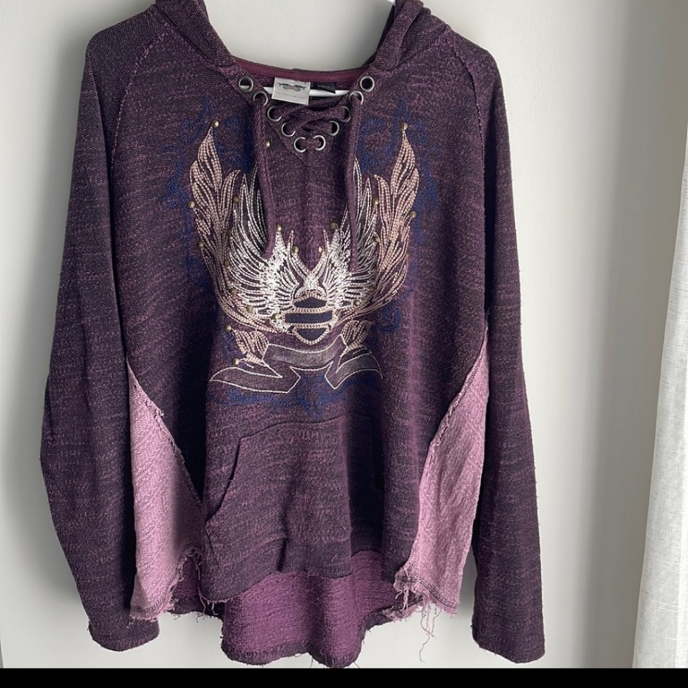 Harley Davidson Ladies sweatshirt hoodie, Purple/Lavender/Studs/size 2XL